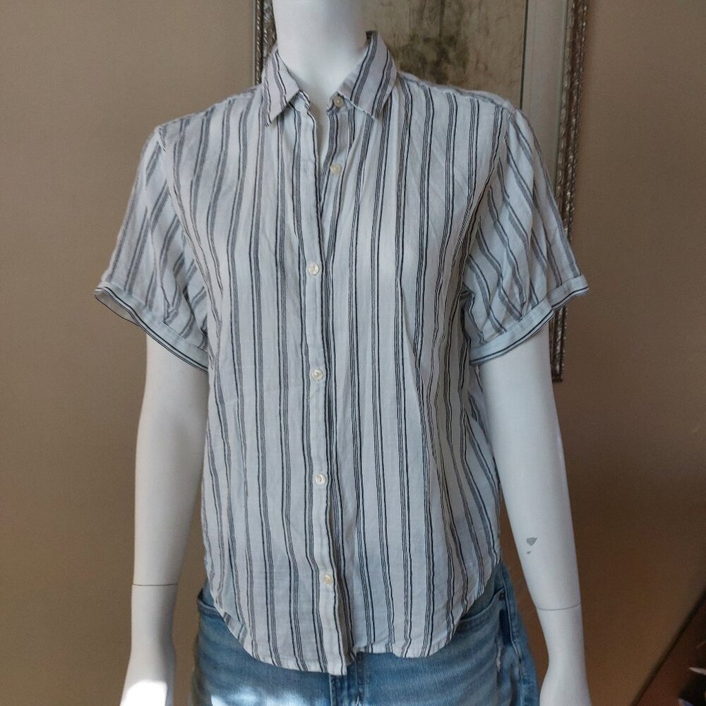 Lucky Brand Women's Relaxed Printed Workwear Striped Cotton Shirt